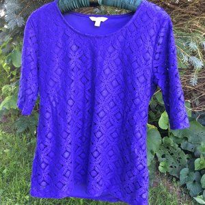 Banana Republic Short Sleeve Lined Lace Top Size M